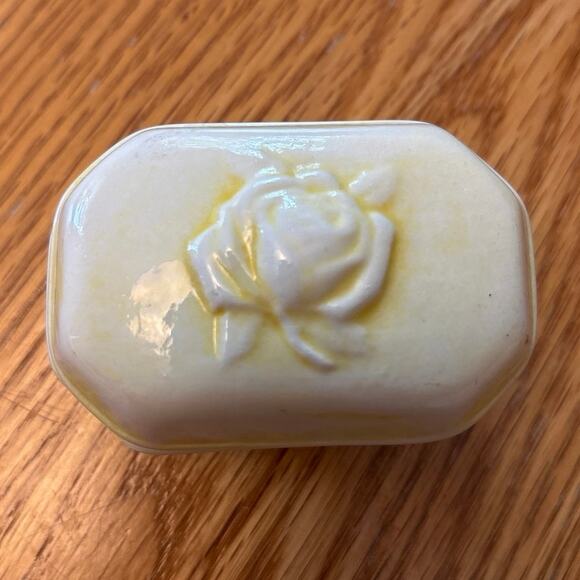 Handmade Other - Handmade Vintage Trinket Box Raised Flower Rose Circa 1980 Pale Yellow